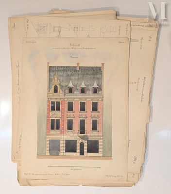 un dessin représentant une maison posée sur une pile de papiers