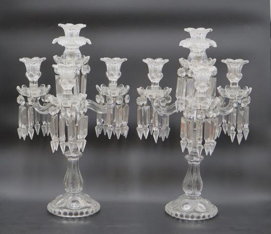 BACCARAT France Paire d'importants candélabres à quatre lumières ...