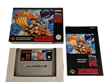 a nintendo super nintendo game and a box of games
