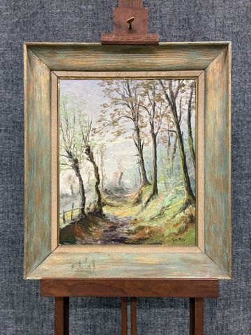 Gaston THIERY (1922-2013) « Le Chemin Creux, matin de printemps »...
