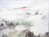 une peinture représentant un avion volant dans le ciel