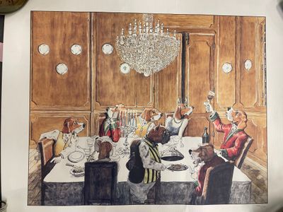 D'après Jean Yves du BOISPEAN (né en 1955) - Le diner des ch… - Photo 1