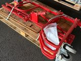 two wooden pallets with wheels attached to them