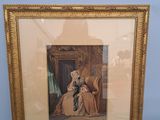 an old picture of a woman sitting on a chair in a room
