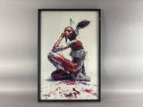 an image of a painting of a woman sitting on the ground