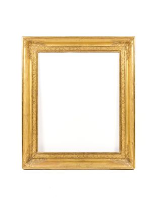 un cadre photo doré sur fond blanc