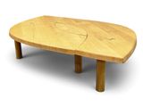an image of a wooden table with a heart cut out of it