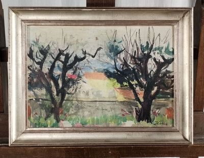 a picture of a picture of a painting on a easel