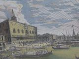 a picture of a painting of a view of a city