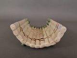 a picture of a white ceramic bowl with green trims