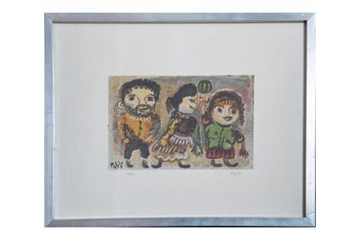 PALVI (XXe) Trois personnages Lithographie sur papier