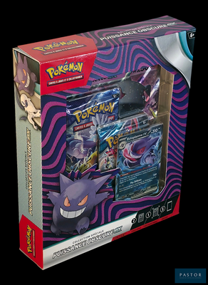 une boîte de cartes Pokémon sur fond noir