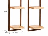 the dimensions of the shelves are shown for each shelf