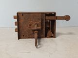 antique cast iron door lock with handle and latch