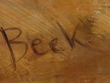 an image of a close up of a piece of wood with the word beek written on it