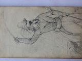an old book with a drawing of a man riding on a horse