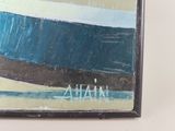 une peinture représentant un groupe de personnes sur une plage