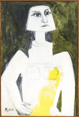 une image d'un tableau représentant une femme en robe jaune