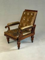 Fauteuil anglais à dossier inclinable en acajou et cuir capi… (photo 3)