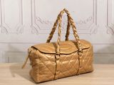 chanel gold quilted leather duffel bag with braid handles