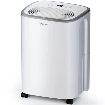 a white portable air conditioner sitting on top of a white floor