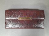 brown guccissi wallet purse with gold plated clasp