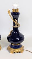 Paire d'anciennes lampes à pétrole transformées, en porcelai… (photo 2)