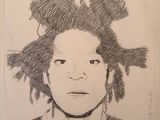 pencil drawing of a man with dreadlocks and a tie