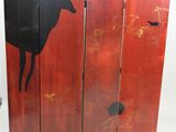 a room divider with a picture of a deer on it