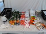 a table with a lot of halloween decorations on it