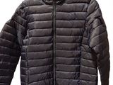 the jacket is black and has a zipper on the front