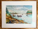 une image d'une peinture de bateaux sur l'eau