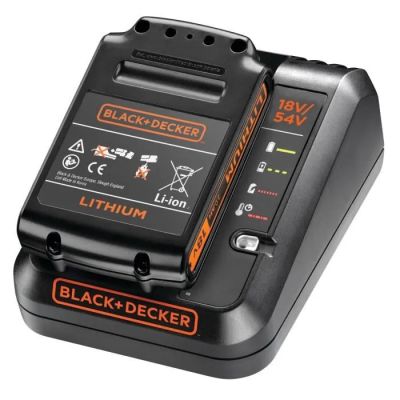 a black decker battery charger on a white background