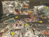 many different types of stamps on the table
