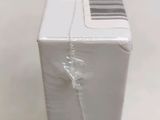 a close up of a white box with a barcode on it