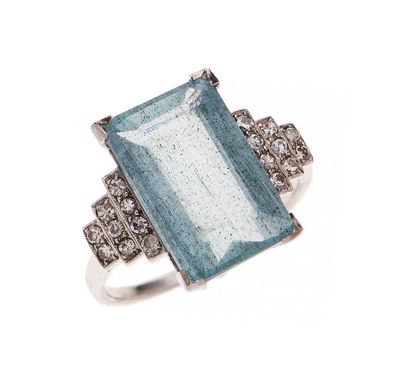 une bague aigue-marine et diamant