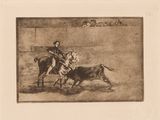 a drawing of a man riding on a horse with a dog