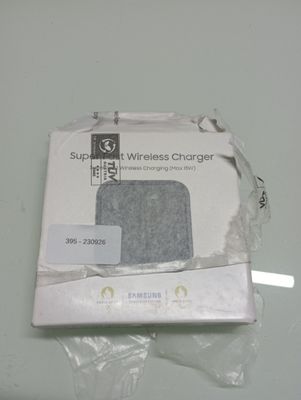 packaging of a wireless charger sitting on top of a white table