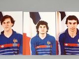 three pictures of a man in a blue shirt and a man in a red and white striped shirt