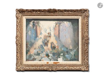 une image d'un tableau représentant un groupe de personnes sur une scène