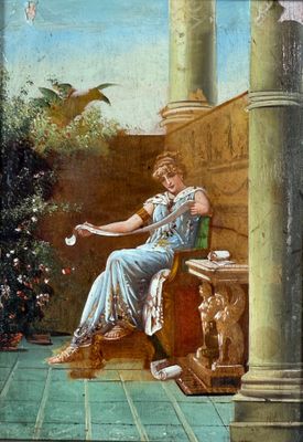 Ecole de la fin du XIXème siècle, Jeune femme Grecque à la l… - Photo 1