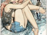 drawing of a woman sitting on the ground with her legs crossed
