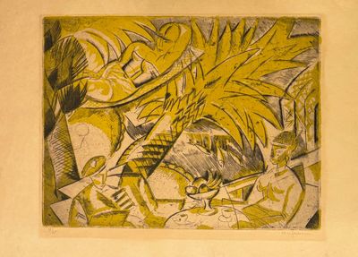 une image représentant un dessin jaune et noir d'une plante