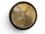 an image of a gold plate with a picture of a bird on it