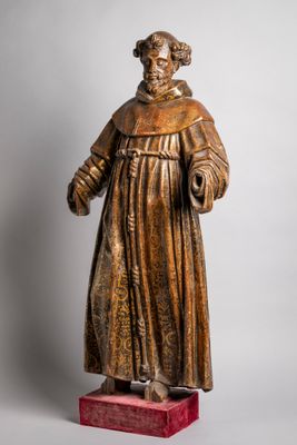 113. Statue de Saint François, XVIIIe siècle, en bois sculpt…