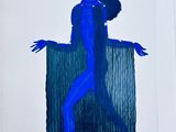 painting of a woman sitting on a chair with her hands on her hips