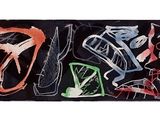 peinture abstraite représentant un groupe de personnes sur fond noir