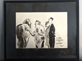 tableau représentant un homme et une femme debout à côté d'un cheval