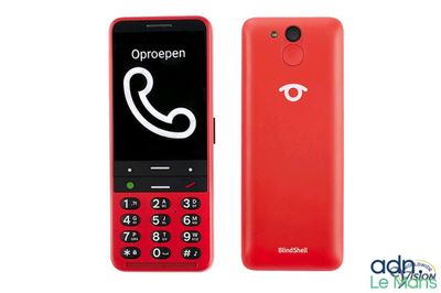 an image of a red cell phone with an open dial on the screen