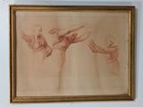 painting of two nudes in a gold frame hanging on a wall